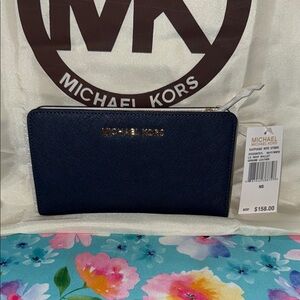 Michael Kors Dark Blue Saffiano Wallet